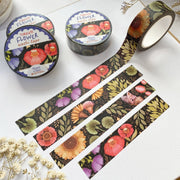 Premium Handmade Washi Tape Timeless Flower 15mm x 10m - 4 pieces and 4 washi tapes on the table with 2 white flower branches