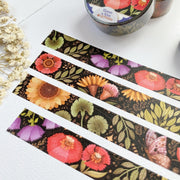 Premium Handmade Washi Tape Timeless Flower 15mm x 10m - 4 pieces and 2 washi tapes on the table with a white flower branch