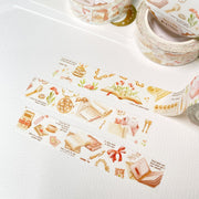 Premium Handmade Washi Tape Vintage Book 15mm x 10m - 3 pieces and 4 washi tapes on the table