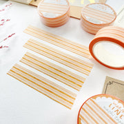 Premium Handmade Washi Tape Warm Line 15mm x 10m - 4 pieces and 4 washi tapes on the table with a dark maroon flower branch