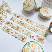 Premium Handmade Washi Tape Wild Flower 15mm x 10m - 4 pieces and 5 washi tapes on the table with a white flower branch