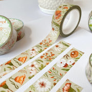 Premium Handmade Washi Tape Wild Flower 15mm x 10m - 4 pieces and 3 washi tapes on the table