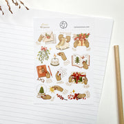 Slow Winter sticker sheet, A6, on lined paper with a pencil