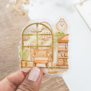 Beautiful handmade Reading Space Vinyl Sticker stationery - created by Lettoon