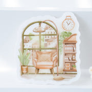Beautiful handmade Reading Space Vinyl Sticker stationery - created by Lettoon