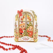 Window Frame Christmas card, Dutch front: Fijne Feestdagen