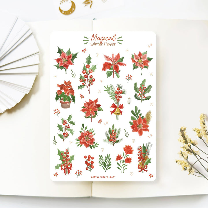 Beautiful handmade Magical Winter Flower stationery - created by Lettoon