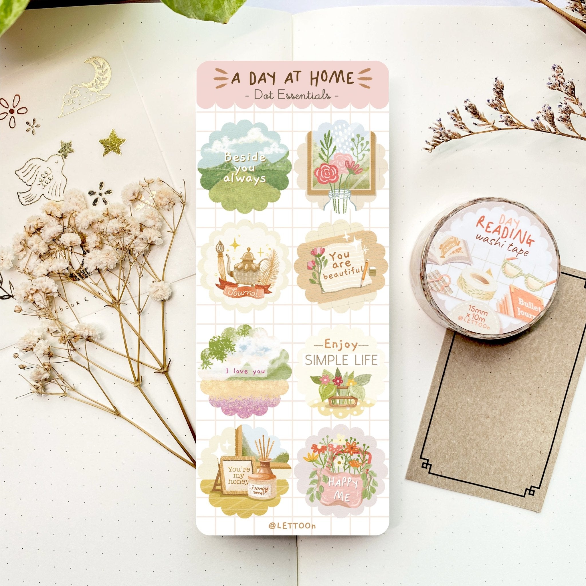 A Day at Home Sticker Sheet – Cozy Indoor Stickers – Lettoon