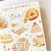 Premium Handmade Sticker Sheet Autumn in my Heart 105mm x 148mm - a sheet on the table