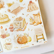 Premium Handmade Sticker Sheet Autumn in my Heart 105mm x 148mm - a sheet on the table 
