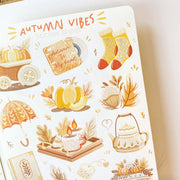 Premium Handmade Sticker Sheet Autumn in my Heart 105mm x 148mm - a sheet on the table 