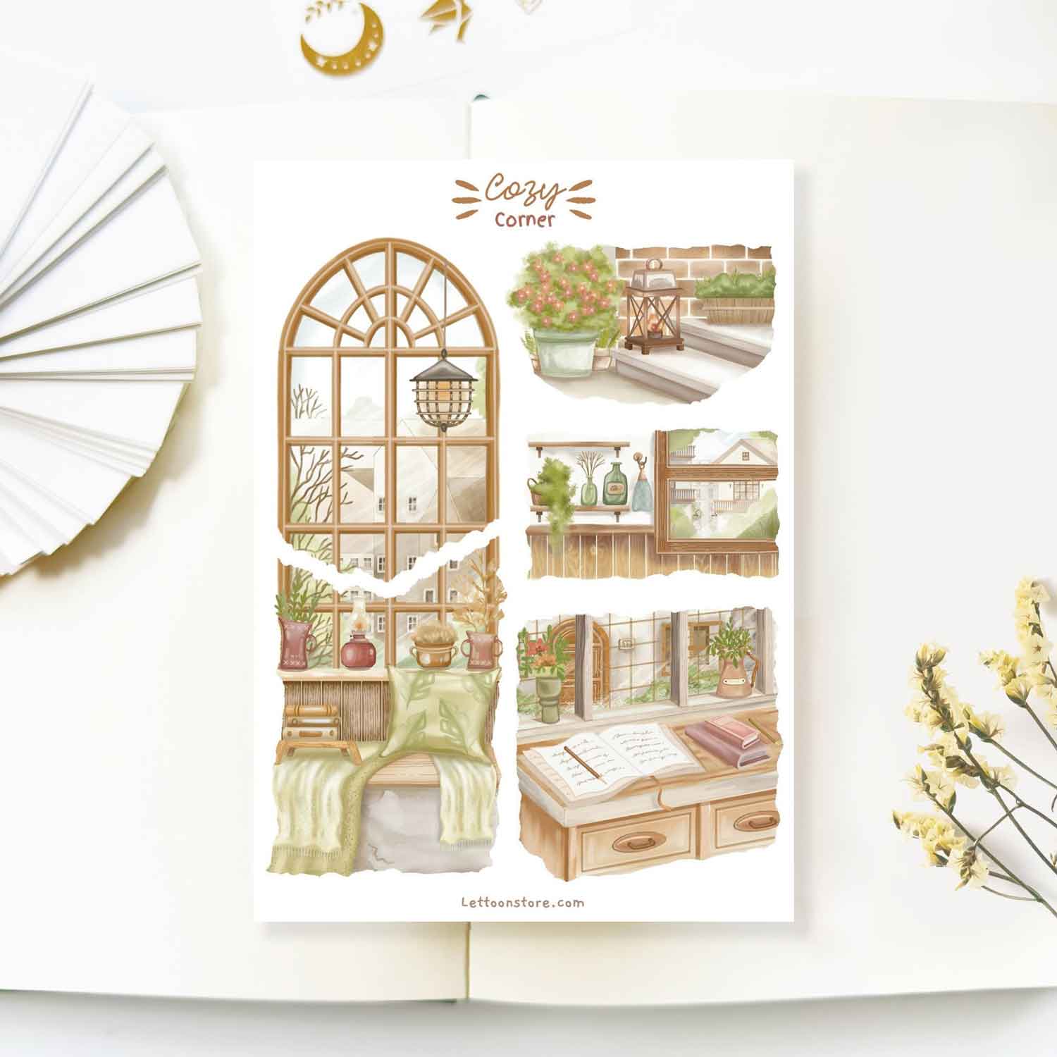 Premium Handmade Sticker Sheet - Cozy Corner by Lettoon