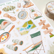 Premium Handmade Sticker Sheet Into The Wild 105mm x 148mm - a sheet on the table with a washi tape