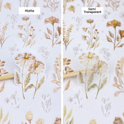 Premium Handmade Sticker Sheet Mellow Flower 105mm x 148mm - 2 types of sheet on the table 
