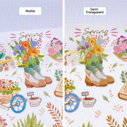 Premium Handmade Sticker Sheet Spring Vibes 105mm x 148mm - 2 types of sheet on the table 