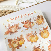 Premium Handmade Sticker Sheet Sweet Pumpkin 105mm x 148mm - a sheet on the table 