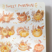 Premium Handmade Sticker Sheet Sweet Pumpkin 105mm x 148mm - a sheet on the table