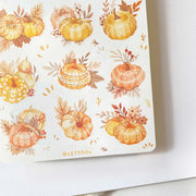 Premium Handmade Sticker Sheet Sweet Pumpkin 105mm x 148mm - a sheet on the table