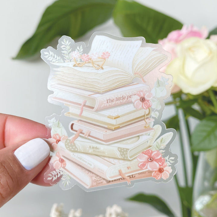 Beautiful handmade Stacked Books stationery - created by Lettoon