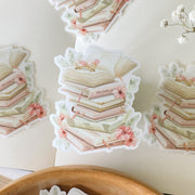 Beautiful handmade Stacked Books stationery - created by Lettoon